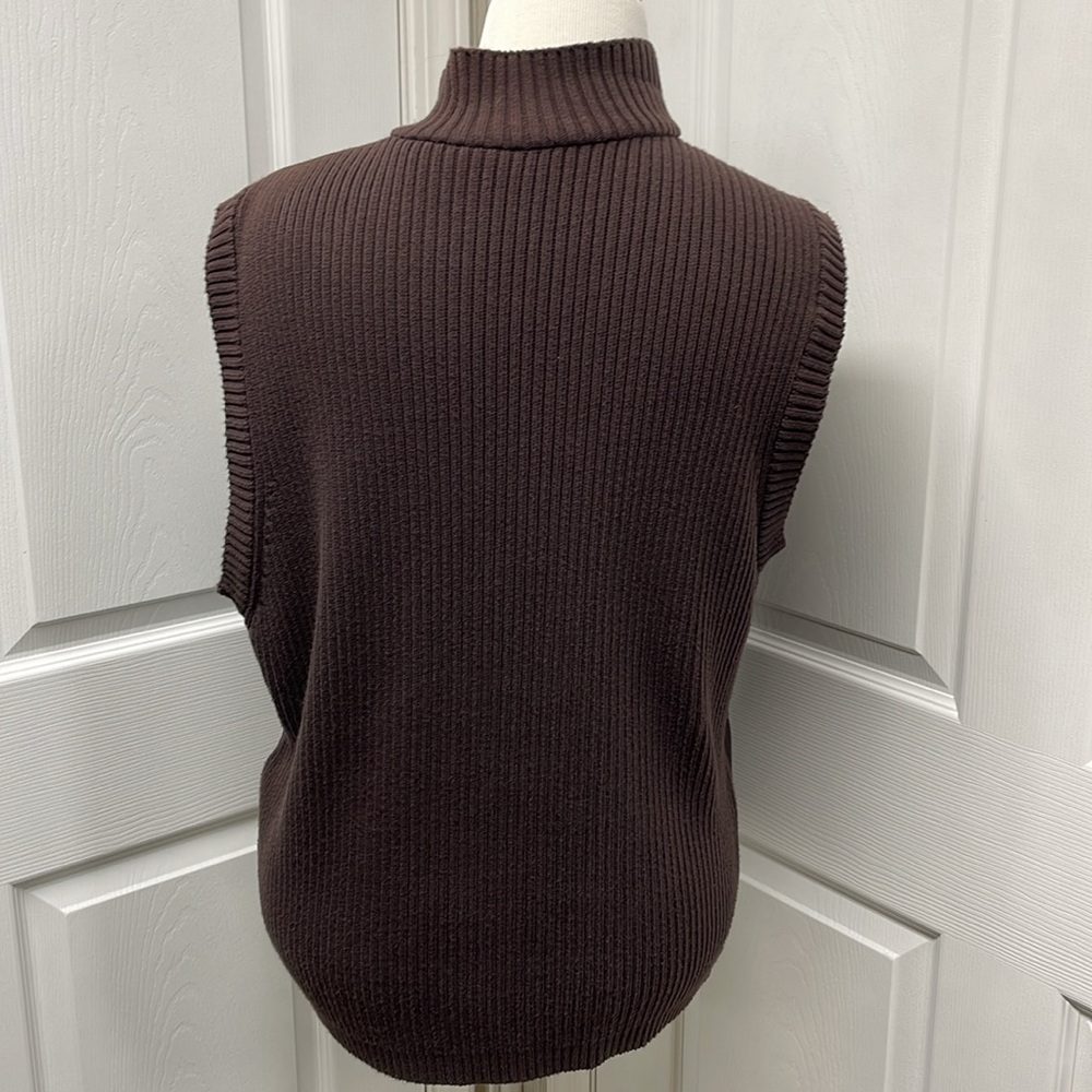 J.Jill Faux Suede Knit Expresso Brown Zippered Vest XL - Picture 6 of 9